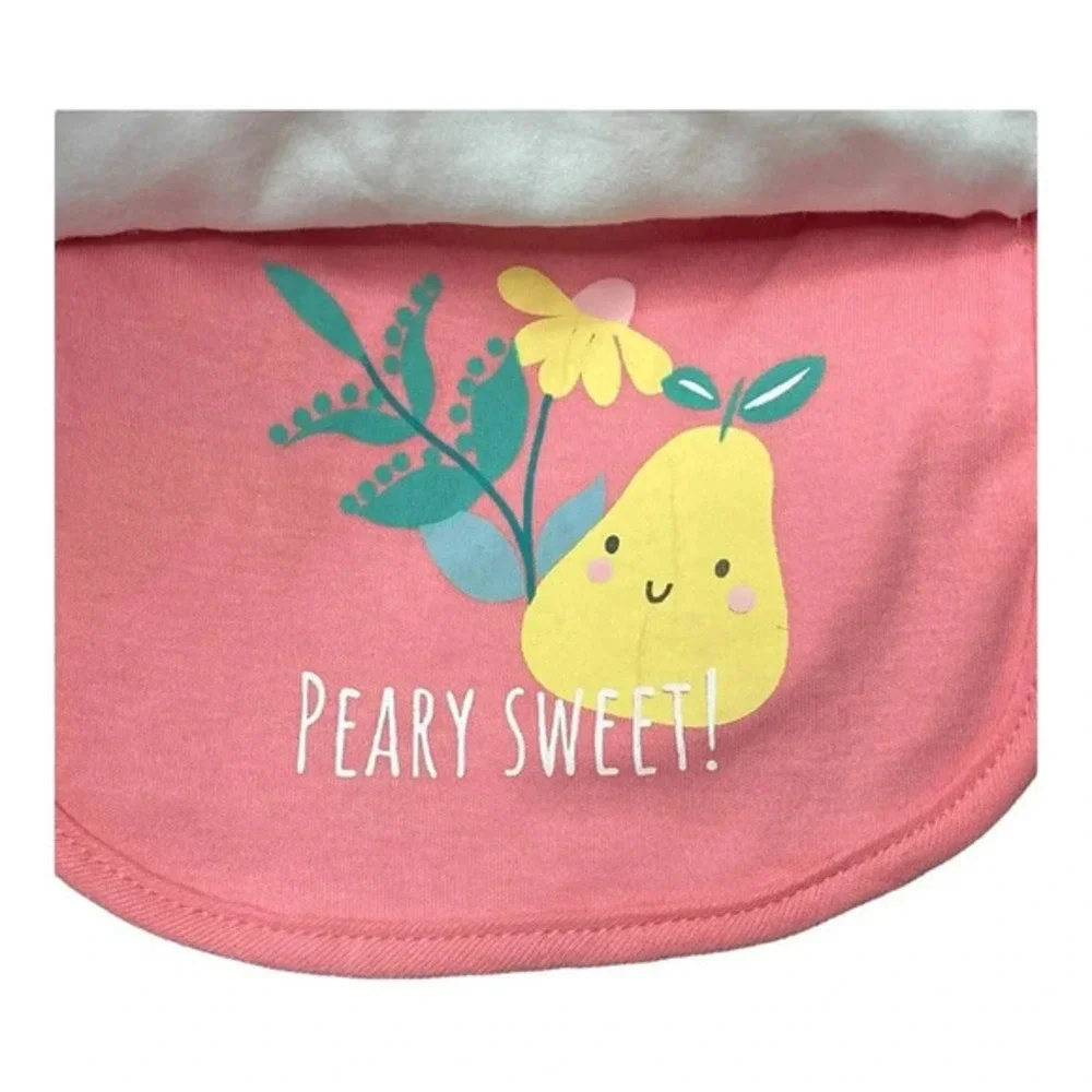 Duck Duck Goose Bib and Sock Set Infant One Size‎ Pink Green 5pc Home Grown New